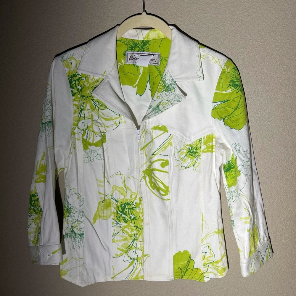 White and Green Floral Jacket